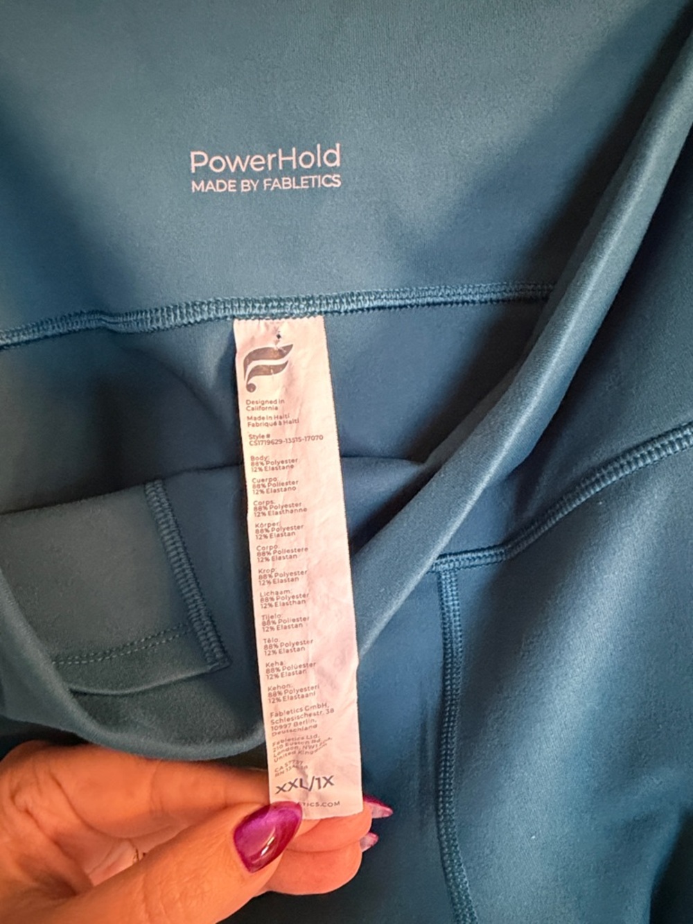Fabletics PowerHold Deep Teal Active Leggings - Picture 3 of 5